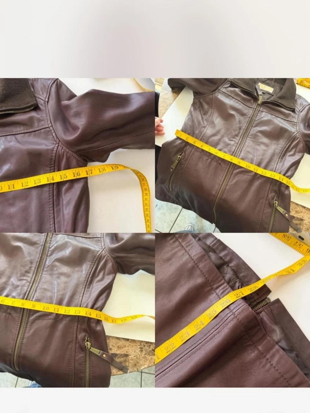 MICHAEL Michael Kors brown leather Utility jacket with distressed look size XS. - Picture 12 of 15